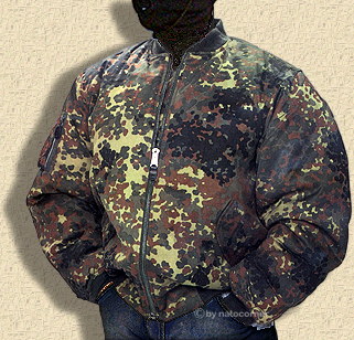 the MA-1 jacket in flecktarn, German camouflage in American garment